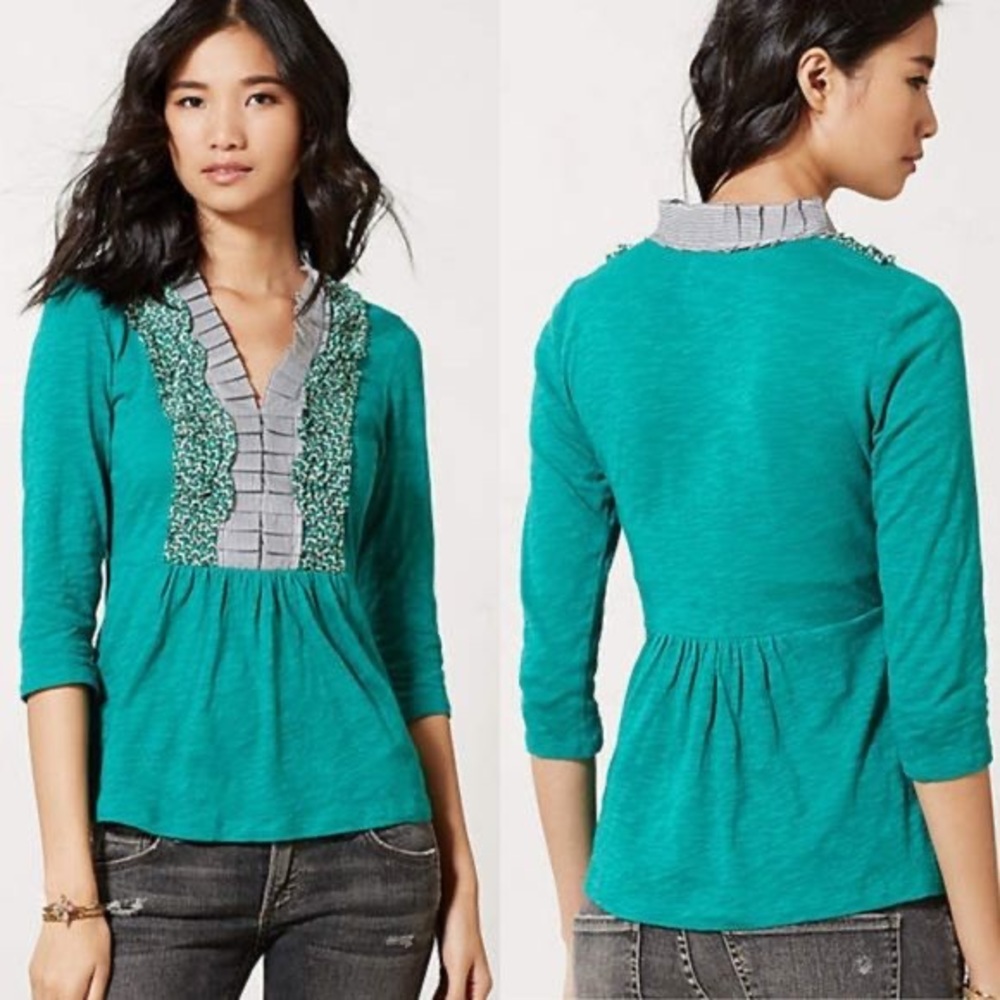 Anthropologie Deletta ruffle peplum top